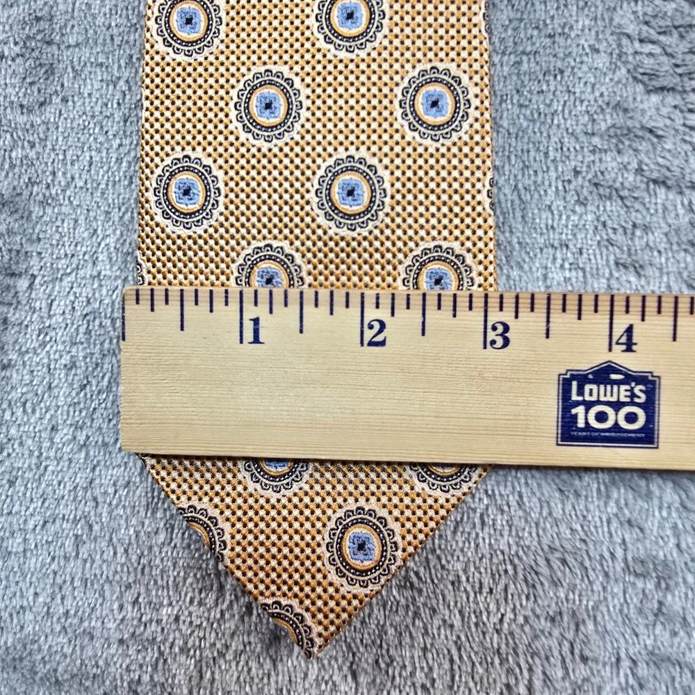 Nordstrom Silk Neck Tie Mens Yellow Geometric Medallion Workwear Office Preppy